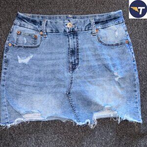 Womens Stone Washed Blue Jeans Skirt Stretchable (17)